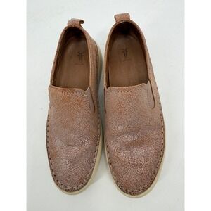 Frye Ivy Slip On Shoes Womens 6M Tan Distressed Leather Sneakers